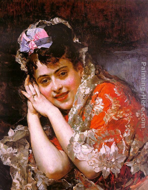 Raimundo de Madrazo y Garreta The Model Aline Masson with a White Mantilla